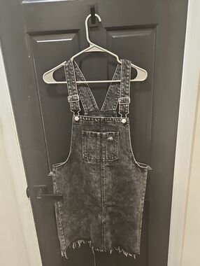wild fable Black Acid-Wash Denim Overall Dress